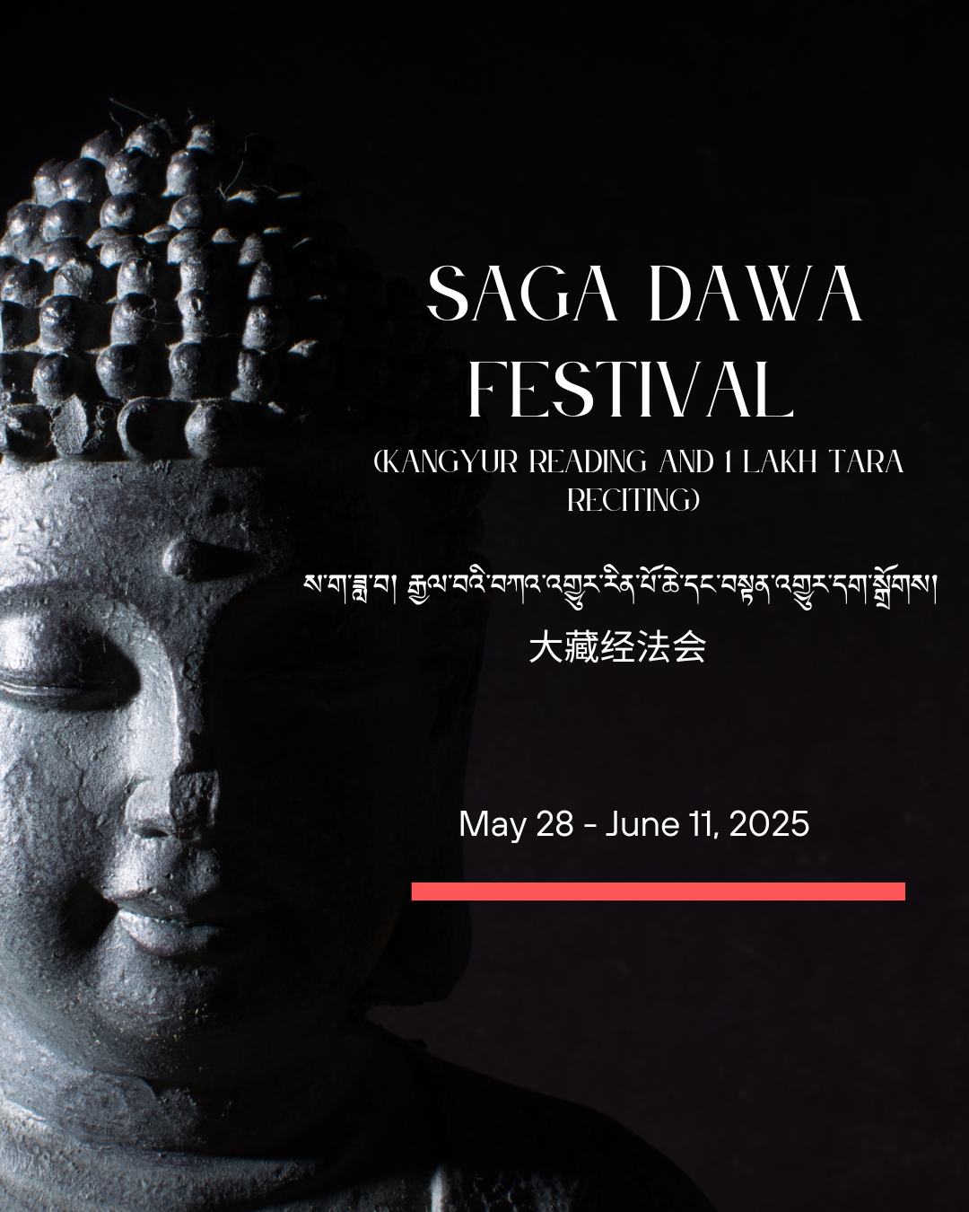 Saga Dawa Festival (Kangyur Reading and 1 lakh Tara Reciting) ས་ག་ཟླ་བ། རྒྱལ་བའི་བཀའ་འགྱུར་རིན་པོ་ཆེ་དང་བསྟན་འགྱུར་དག་སྒྲོགས། 大藏经法会 May 28 - June 11, 2025
