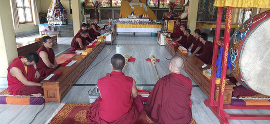 Monks of Sed Gyued Monastery offering Drolma (Green Tara) prayers