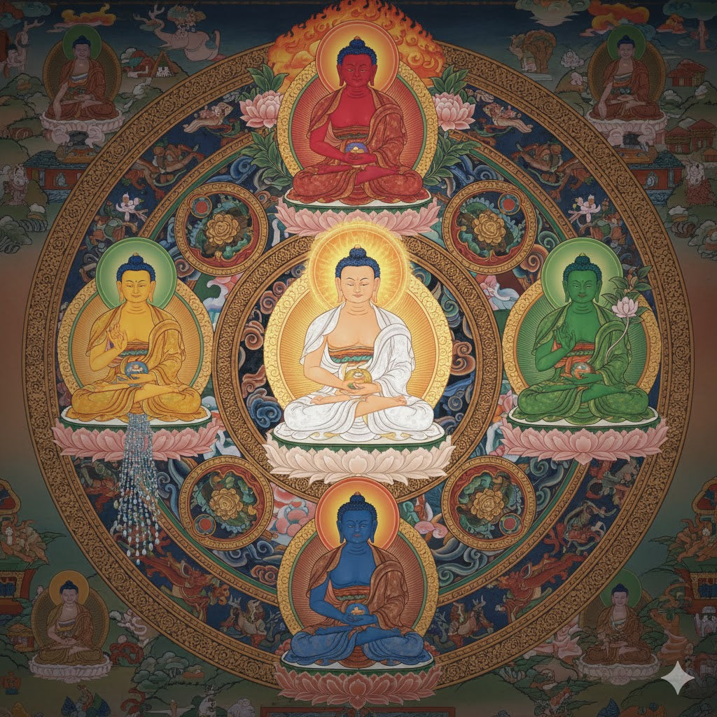 The Five Dhyani Buddhas: Transforming Defilements into Wisdom