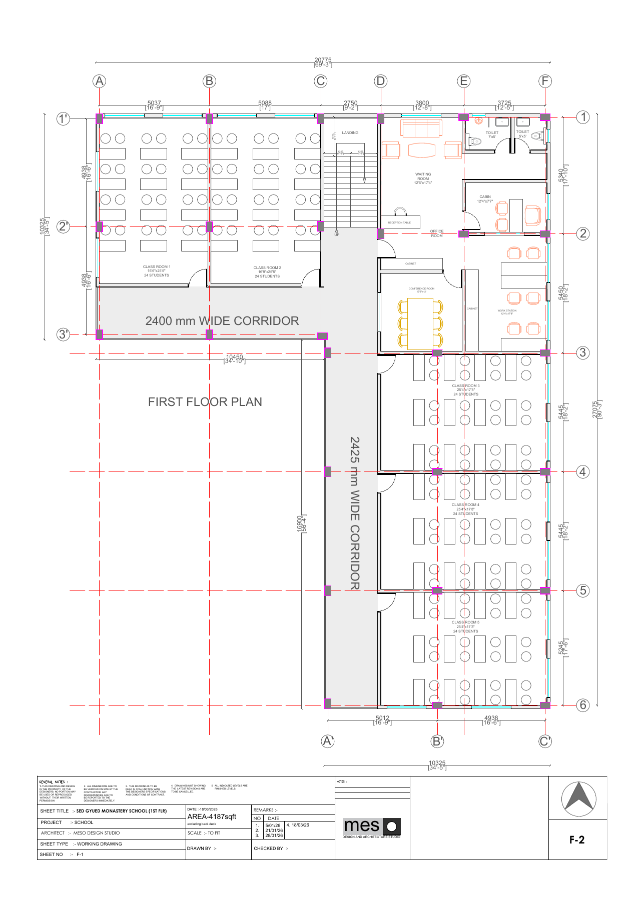 Floor plan showing classroom windows