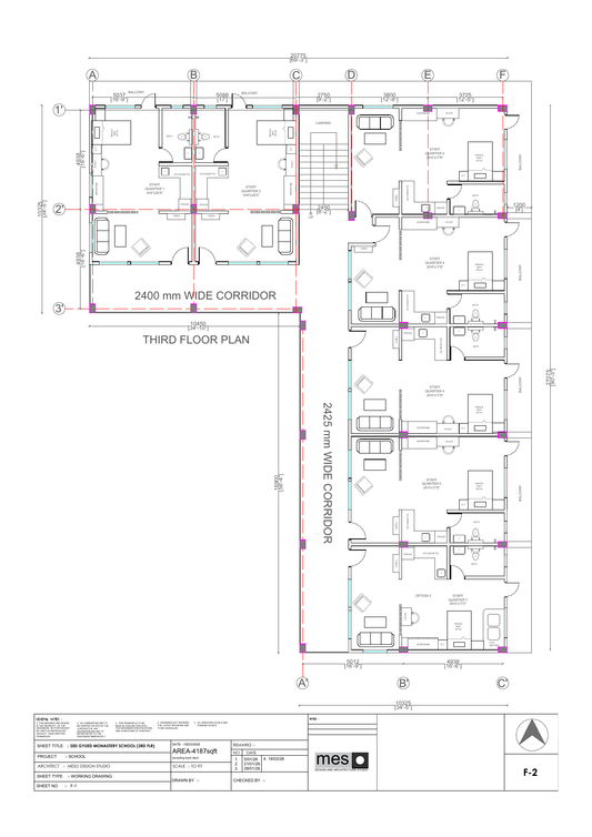Third floor plan — staff quarters